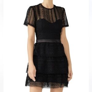 Bardot black lace dress
